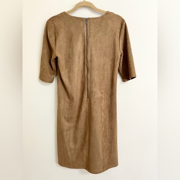 SPENSE Faux Suede Bohemian Studded Short Sleeve Midi Dress Neutral Hippie Size 8 - Picture 4 of 13